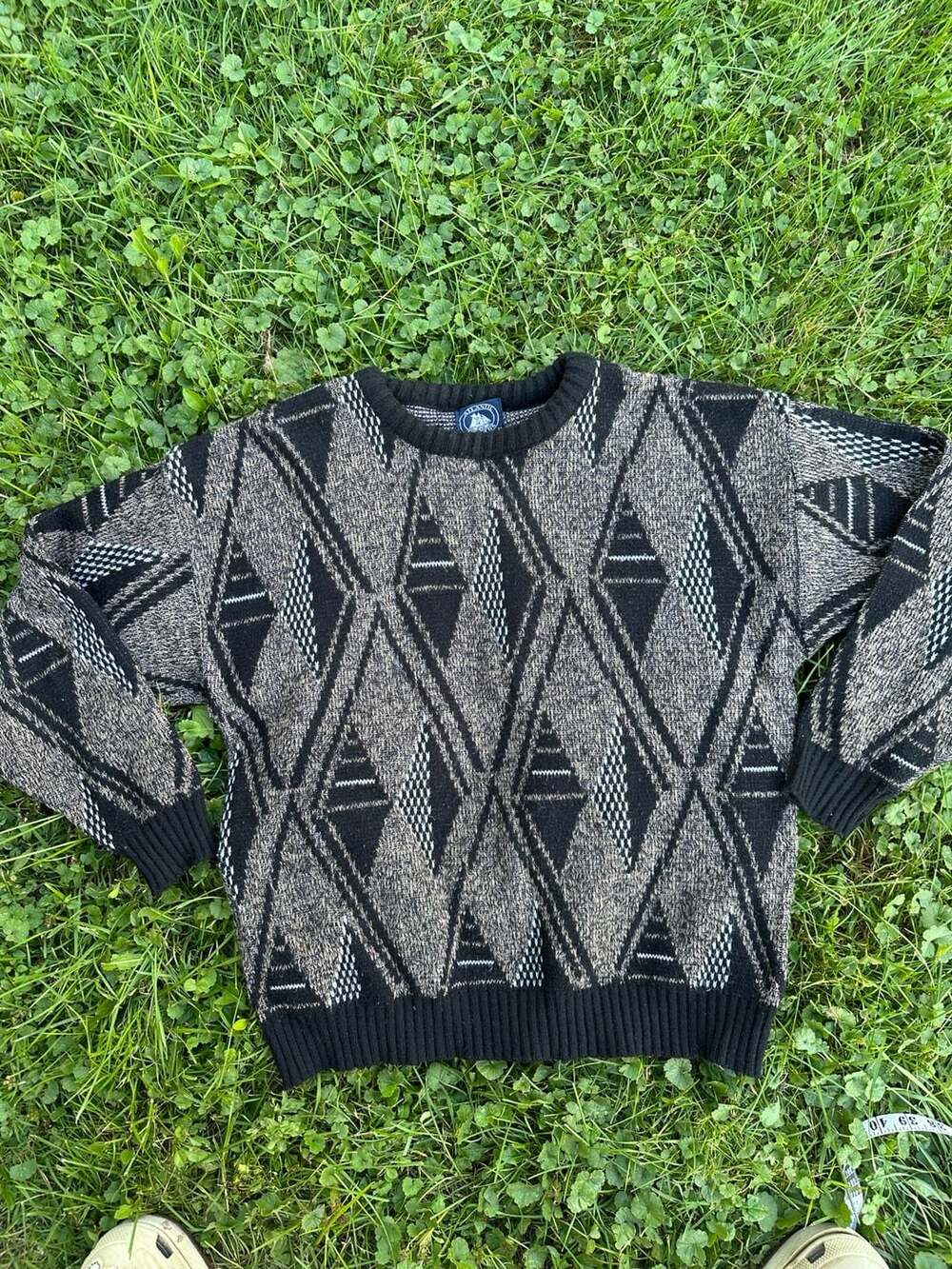 Made in USA Atlantic Traders Sweater Size XL Vintage Geometric Diamond Knit